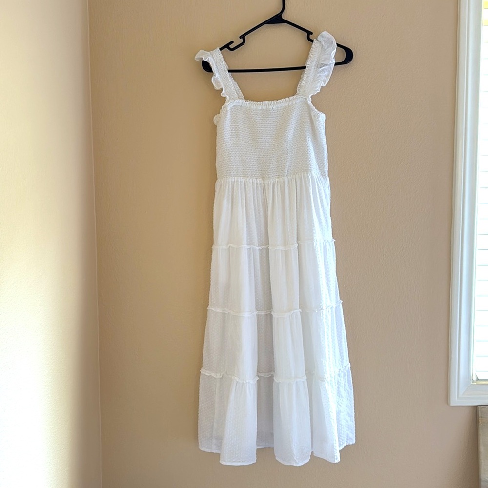 J. Crew Swiss Dot Tiered Midi Dress Ruffle
